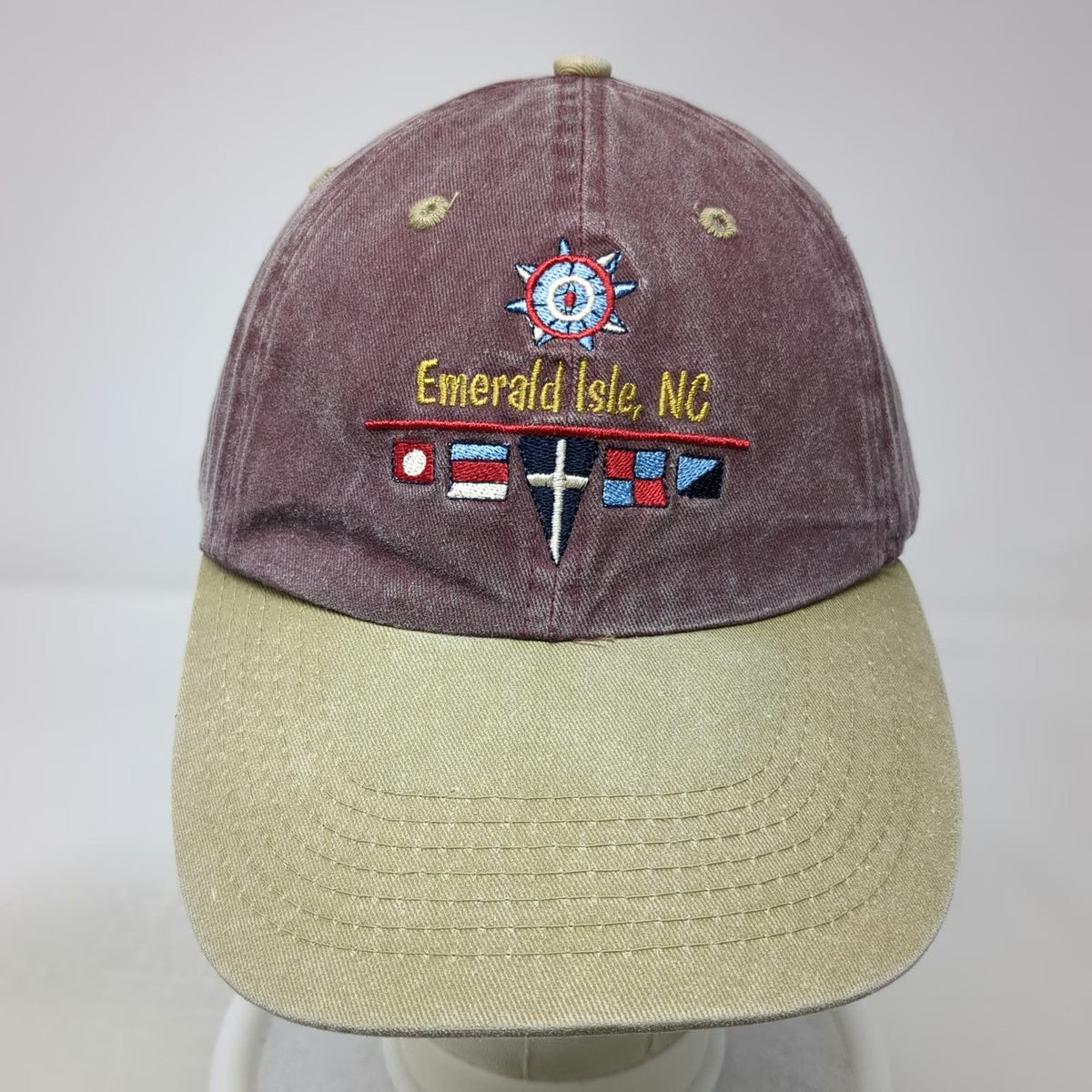 BJR Classic Headwear Red One Size Baseball Cap Hat Emerald Isle NC Nautical