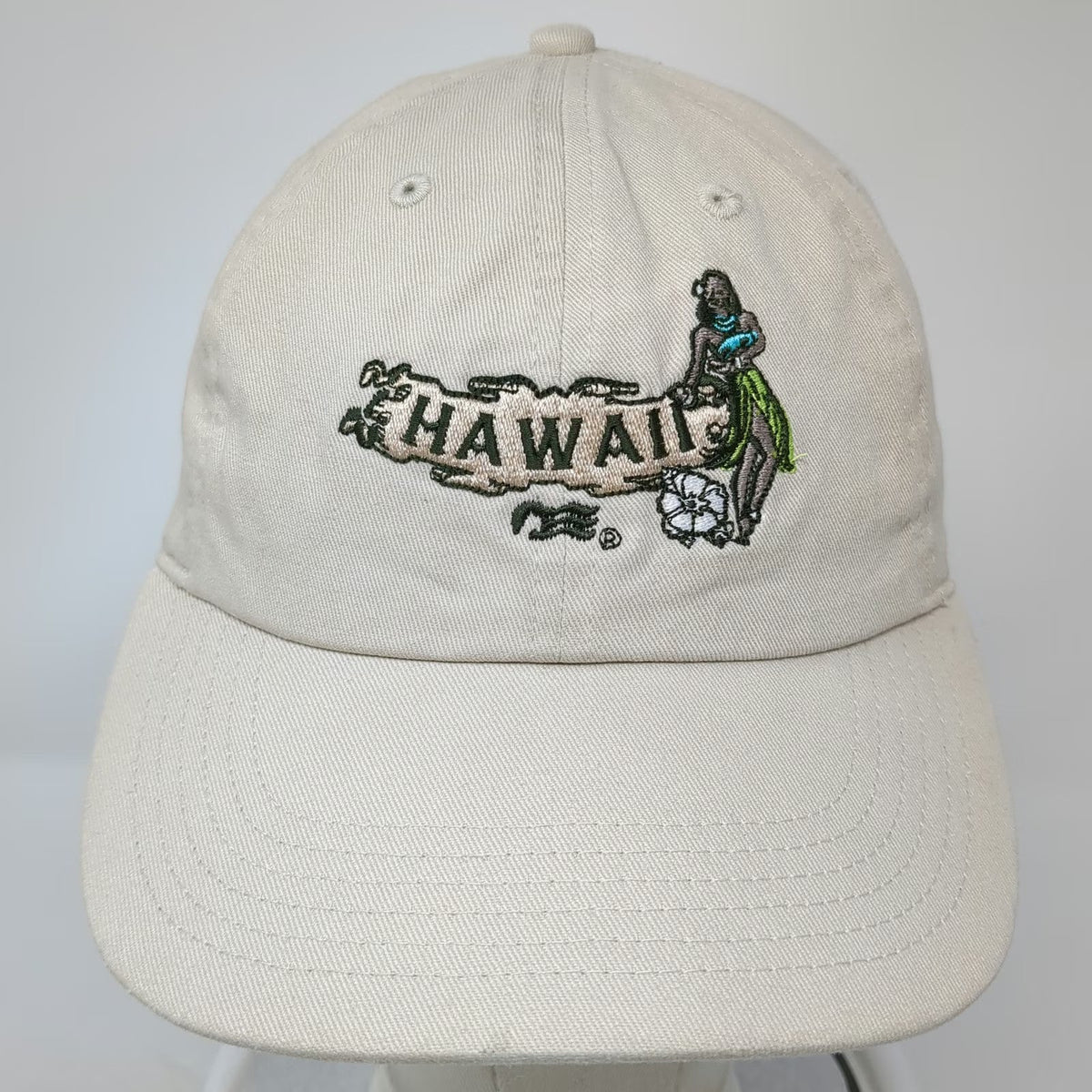 Newhattan Baseball Cap Beige One Size Hawaii Hula Girl Embroidered Strapback Hat