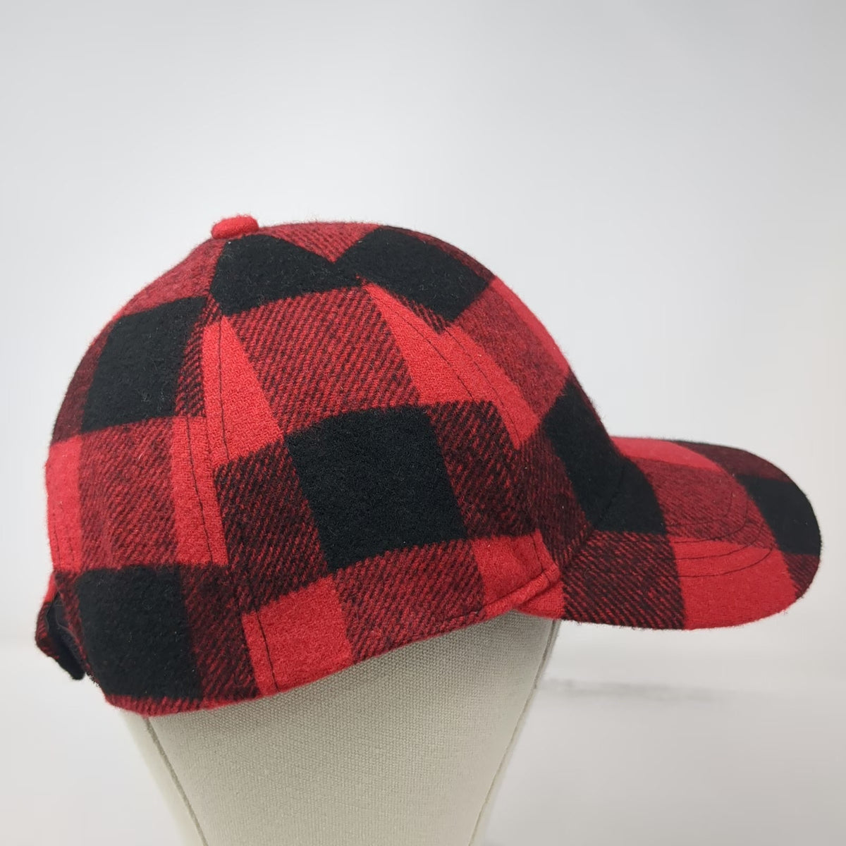 Baseball Cap Red One Size Buffalo Plaid Checkered Strapback Hat