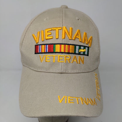 Unbranded Men's Strapback Hat Tan Embroidered Vietnam Veteran Logo Military