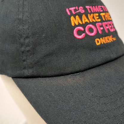 Dunkin DNKN Coffee DD Perks Black Baseball Cap Hat One Size Strapback Embroidery