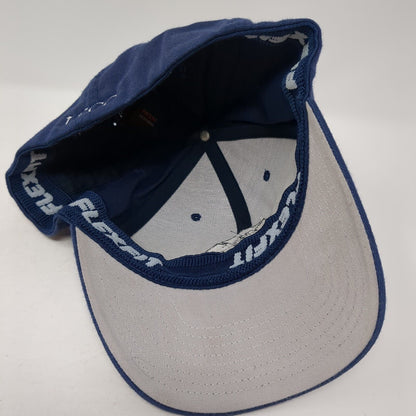 LCCC Fitted Hat Blue L-XL Embroidered Logo Stretch Flexfit Yupoong