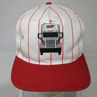 Tonkin 5 Panel White Red Pinstripe Truck Hat Semi Graphic One Size Snapback