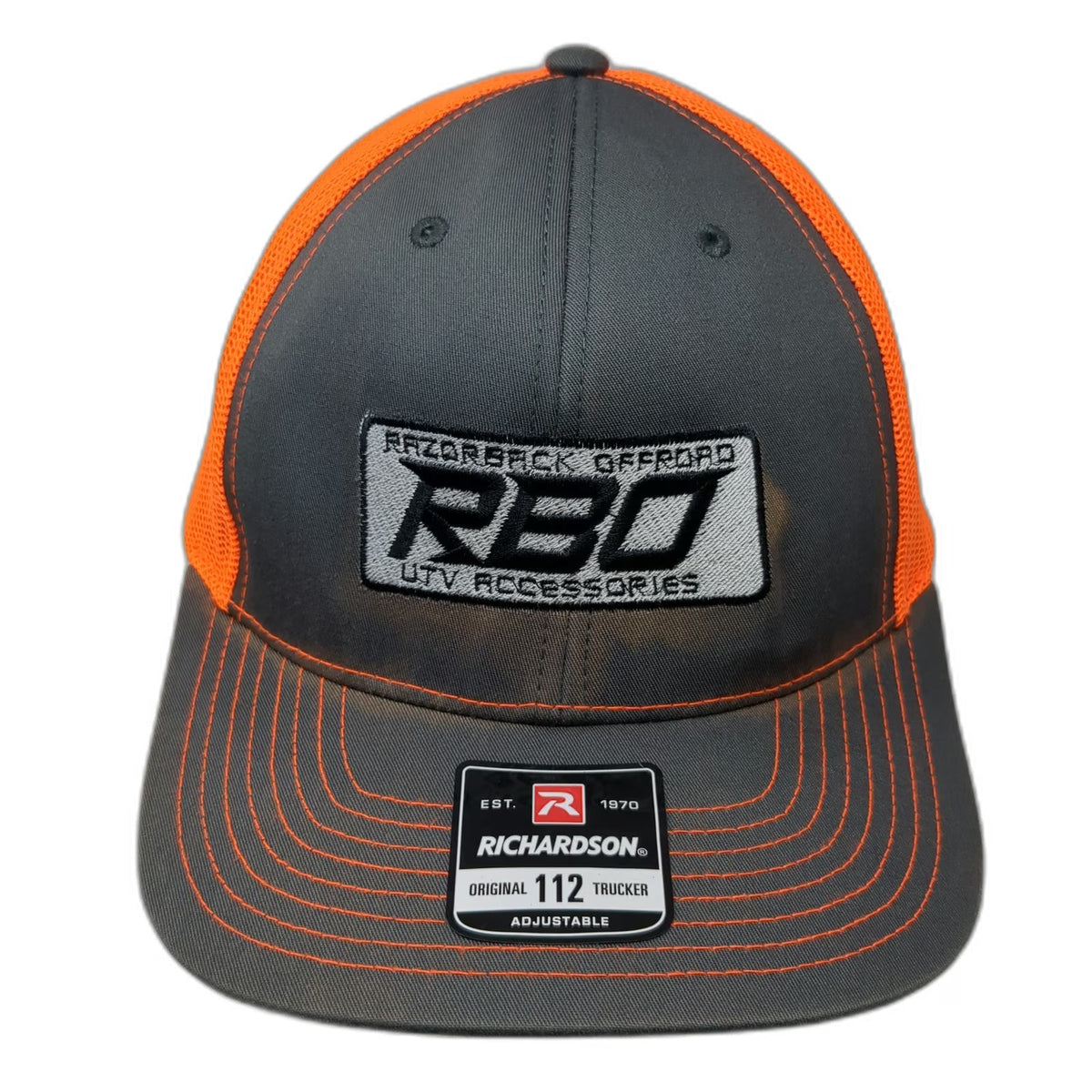 Richardson Trucker Hat Gray Orange One Size RBO Razorback Offroad UTV Snapback