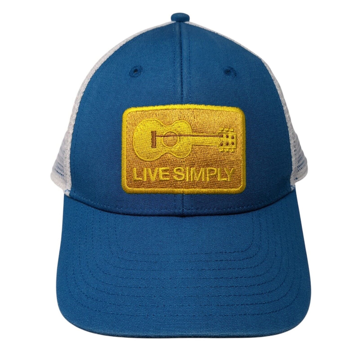 Patagonia Snapback Mesh Back Hat Blue OSFA Live Simply Embroidered Logo Guitar