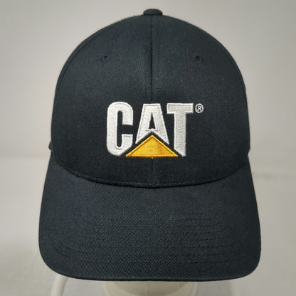 Caterpillar CAT Baseball Cap Black M Flexfit Authentic Workwear White Yellow Hat