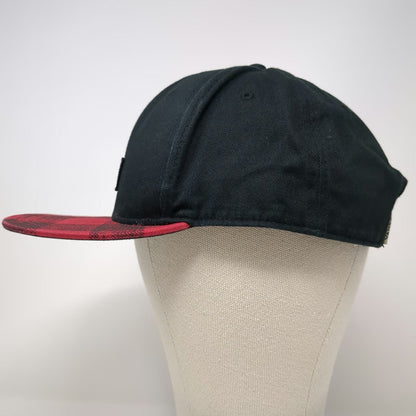 Vans Snapback Hat Black Red Buffalo Plaid One Size Off The Wall Patch Logo Brim