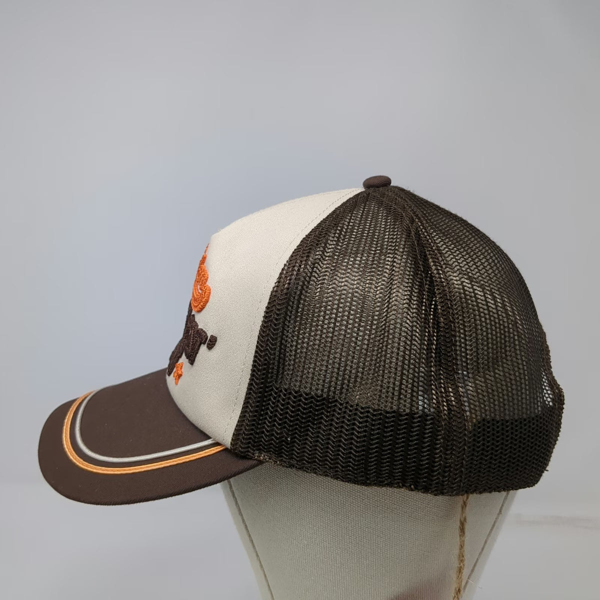 American Needle Trucker Hat Brown OS Waylon Ramblin Man Mesh Back Piping W/Tags