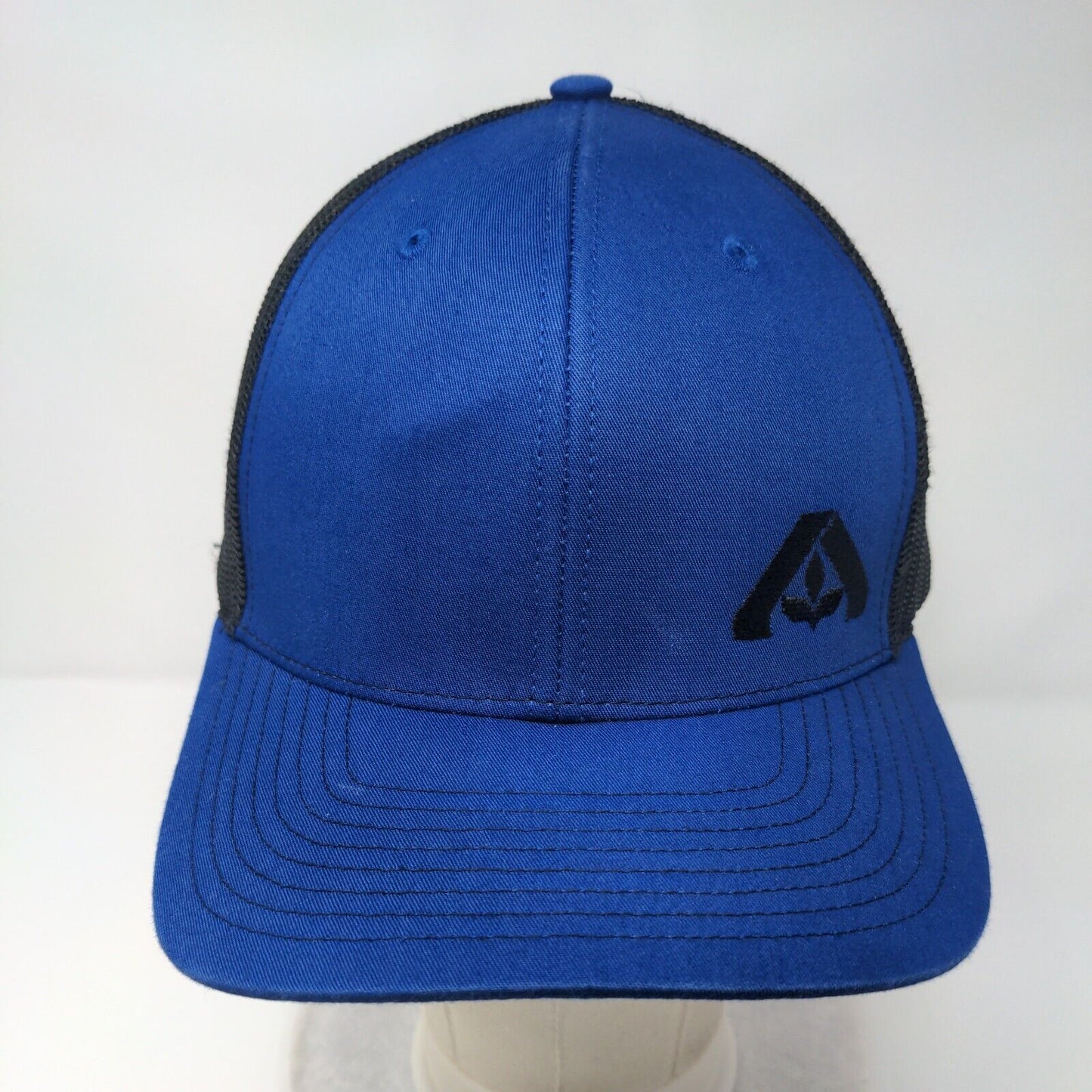 Richardson Snapback Trucker Hat Blue One Size Adjustable Embroidered Mesh Back