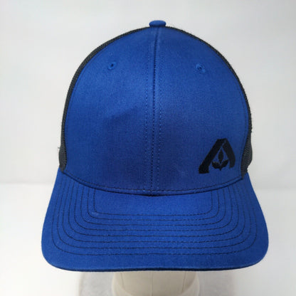Richardson Snapback Trucker Hat Blue One Size Adjustable Embroidered Mesh Back