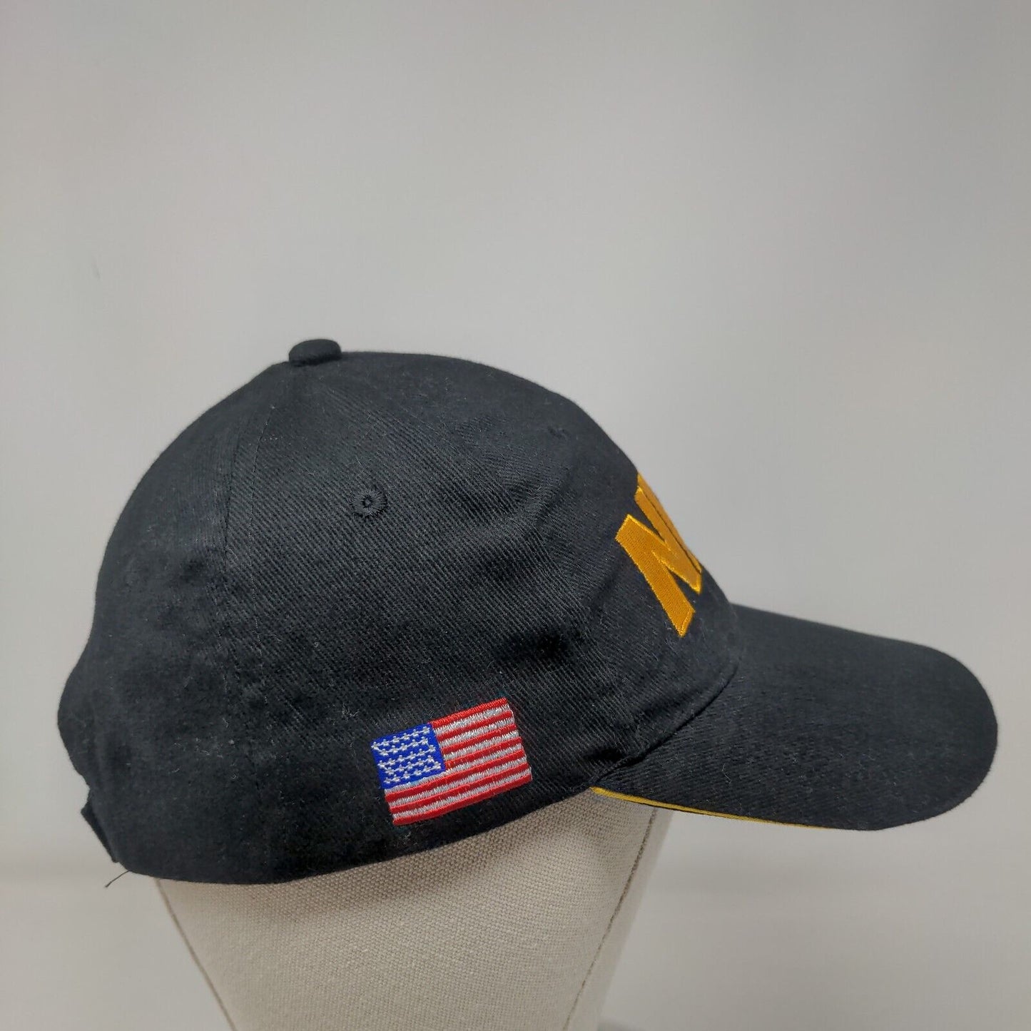 NRA Strapback Hat Black One Size Adjustable Embroidered Patriotic 6 Panel
