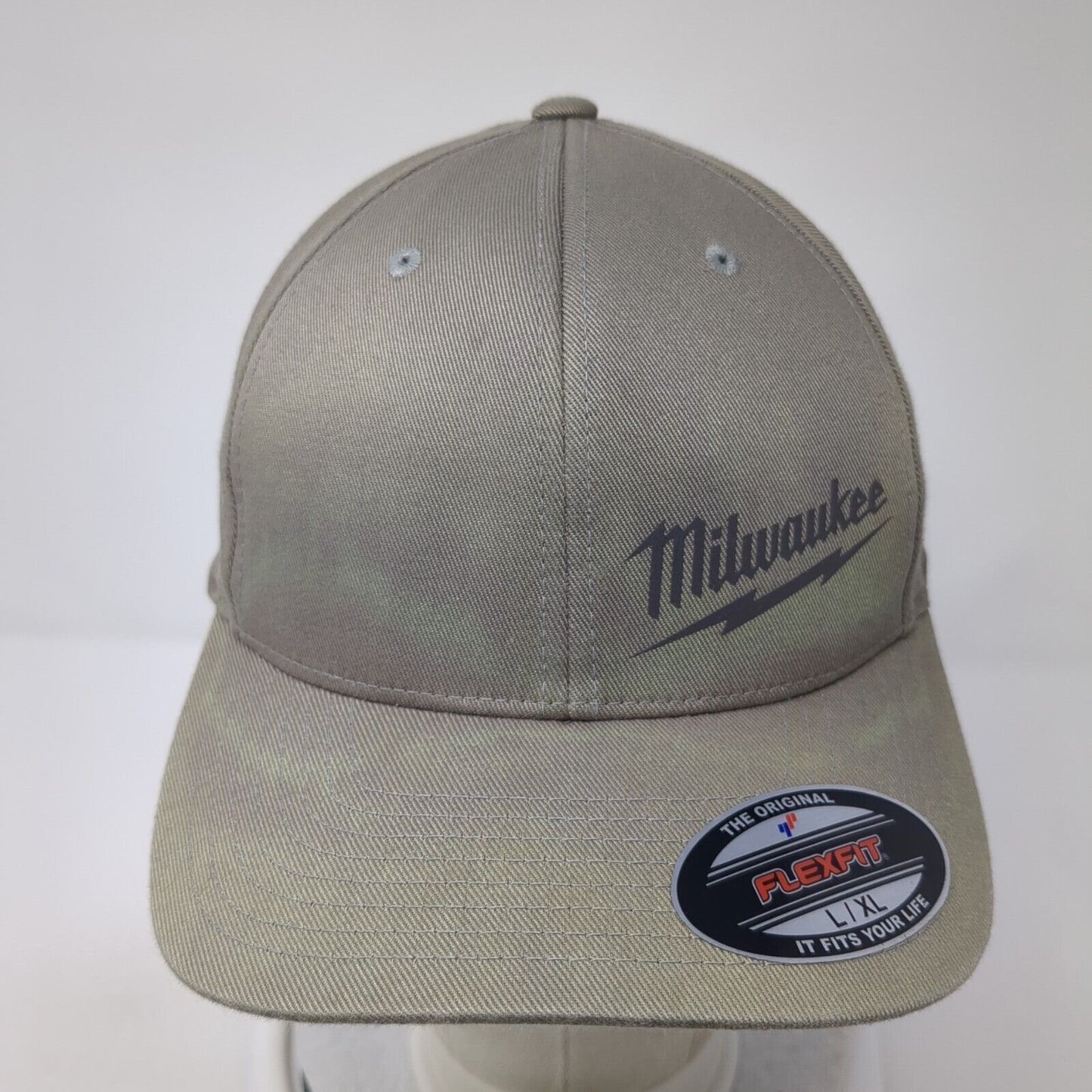 Milwaukee Fitted Hat Brown L/XL Flexfit Lightweight Vented Holes 6 Panel Yupoong