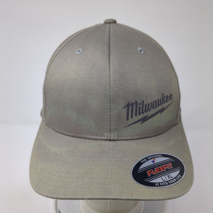 Milwaukee Fitted Hat Brown L/XL Flexfit Lightweight Vented Holes 6 Panel Yupoong