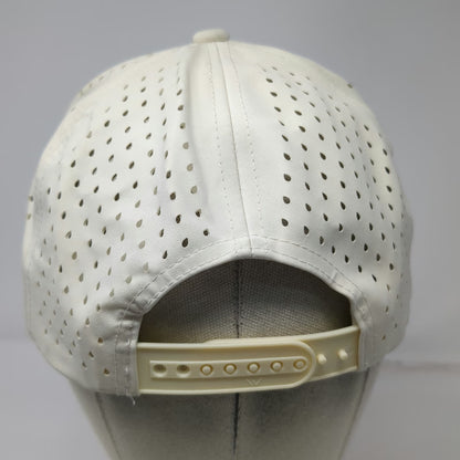 Waggle Chunky Golf 5 Panel White Pink Hat OSFM Laser Cut Floral Patch Snapback