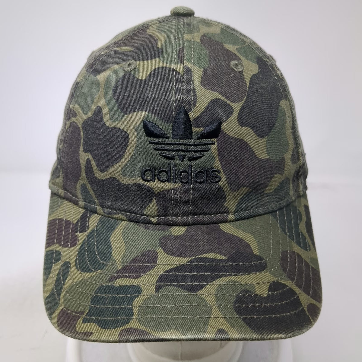 Adidas Baseball Cap Green Camo Trefoil One Size Slideback Hat Cotton Embroidered