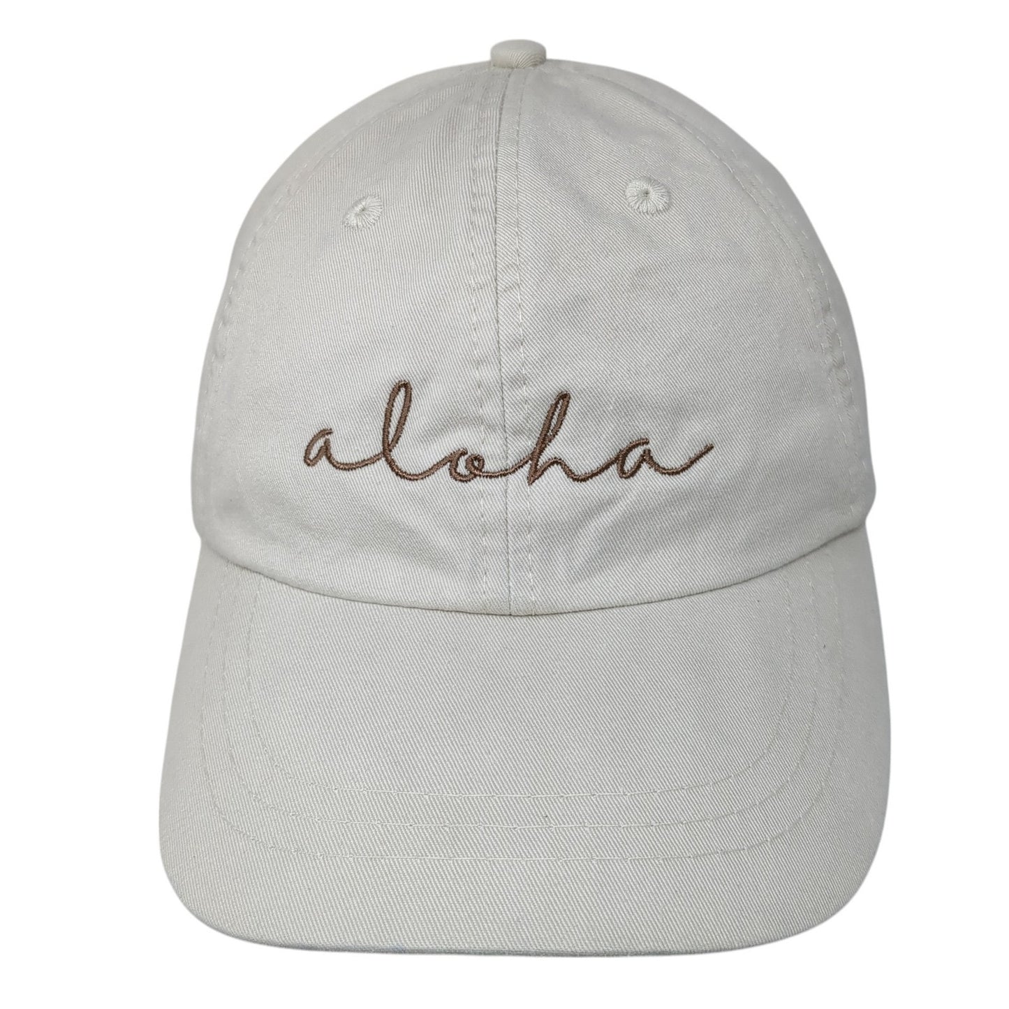 Aloha Slideback Baseball Cap Beige One Size Adjustable Embroidered Adams