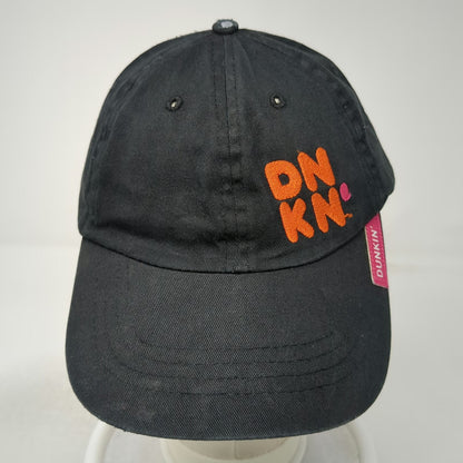 Dunkin' Baseball Cap Black One Size DNKN Embroidered Logo Pink Tab Strapback Hat
