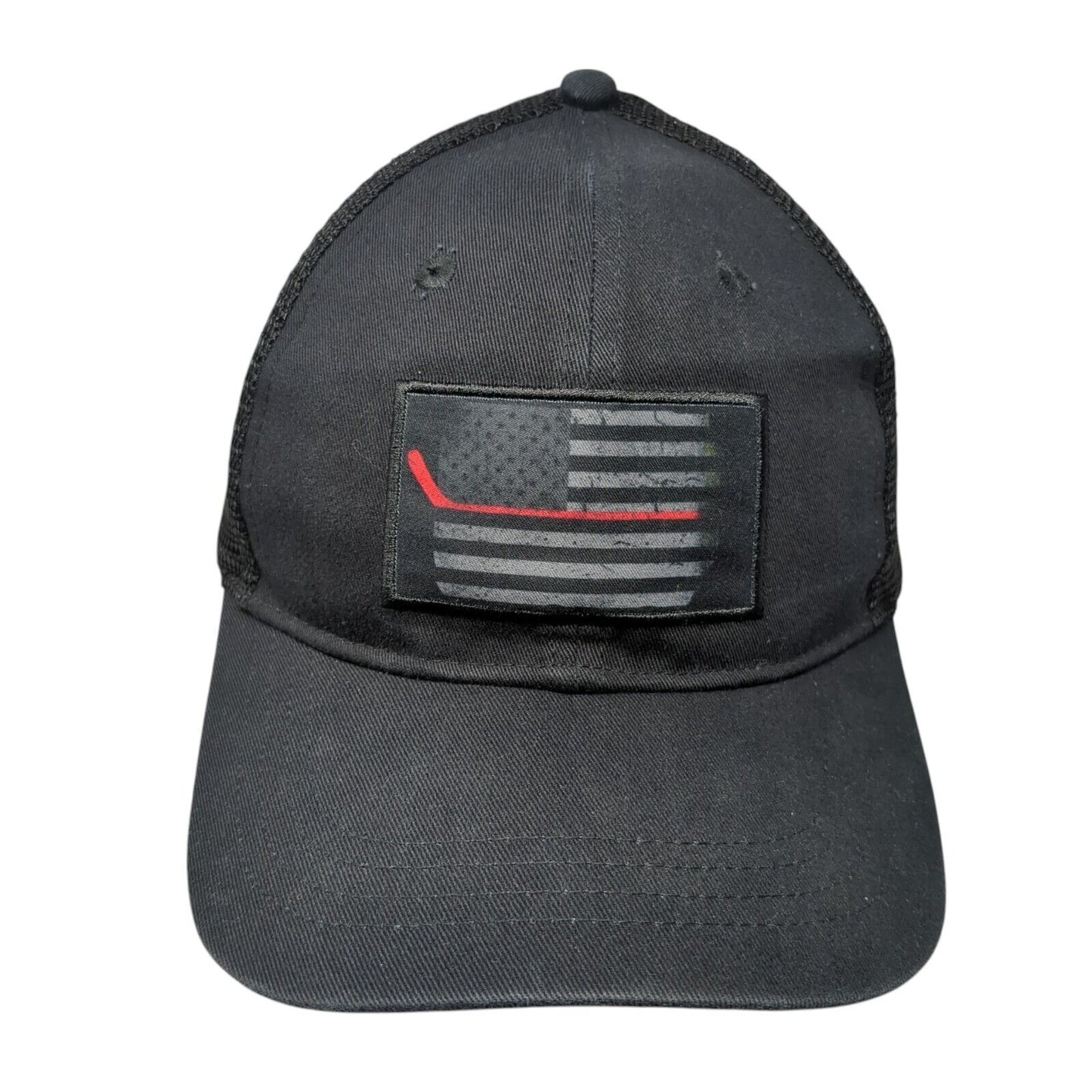 USA Flag Snapback Trucker Hat Black One Size Adjustable Mesh Back Patriotic