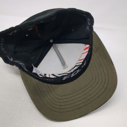 Fox Racing 5 Panel Black Green M Hat Flexfit MX Logo Embroidered Cotton Spandex