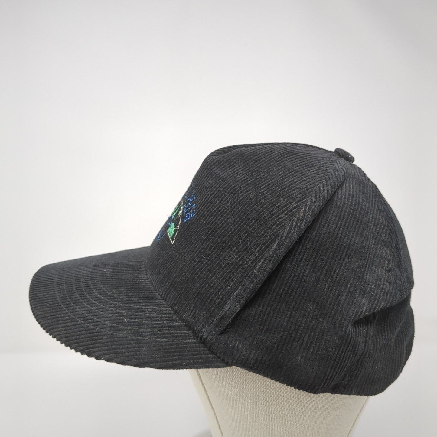 Score Snapback Hat Black One Size Adjustable Corduroy Embroidered