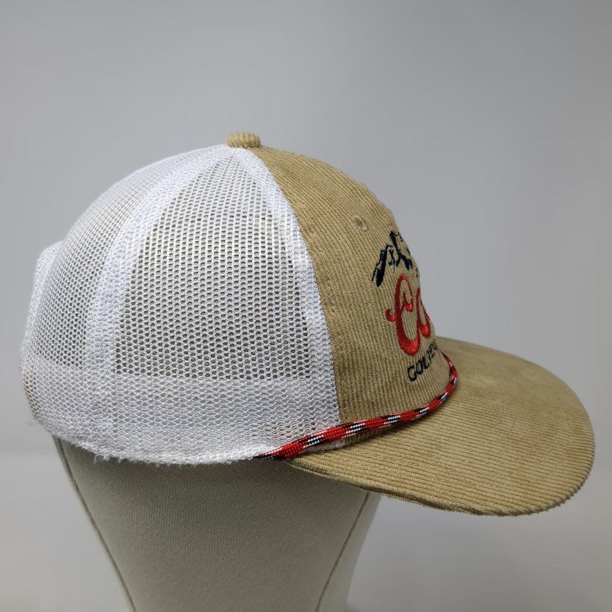 Coors Trucker Hat Brown White Red Blue One Size Corduroy Rope Snapback Beer
