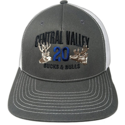 Richardson Trucker Hat Gray White One Size Central Valley Bucks Bulls Deer Elk