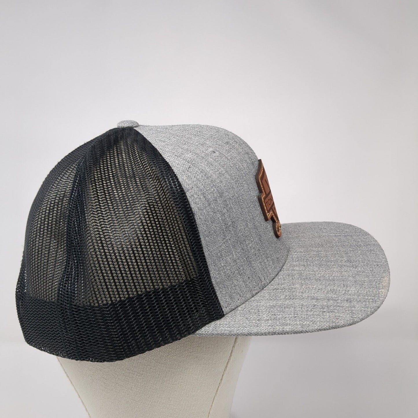 Tonaquint Leather Patch Snapback Trucker Hat Gray One Size Mesh Back