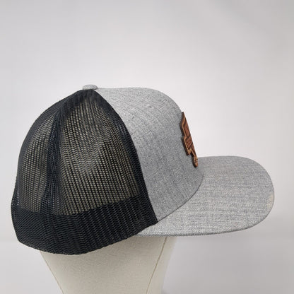 Tonaquint Leather Patch Snapback Trucker Hat Gray One Size Mesh Back