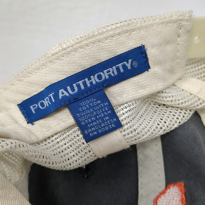 Port Authority Trucker Hat Gray OSFM Mesh Back LAZER Orange Logo Snapback Cap