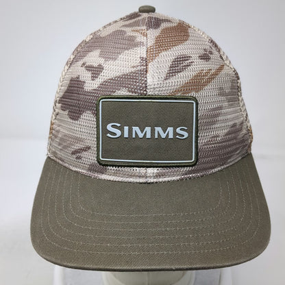 Simms Trucker Hat Green Brown Camo One Size Mesh Snapback Fishing Outdoor Patch