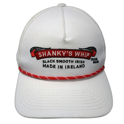 Shanky's Whip Trucker Hat White Red One Size Rope Brim Perforated Snapback Irish