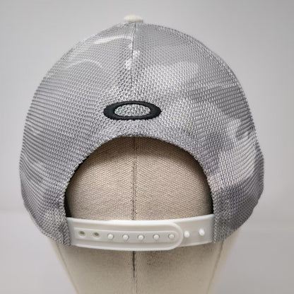 Oakley White Gray Trucker Hat One Size Snapback Mesh Gamble Sands Adjustable