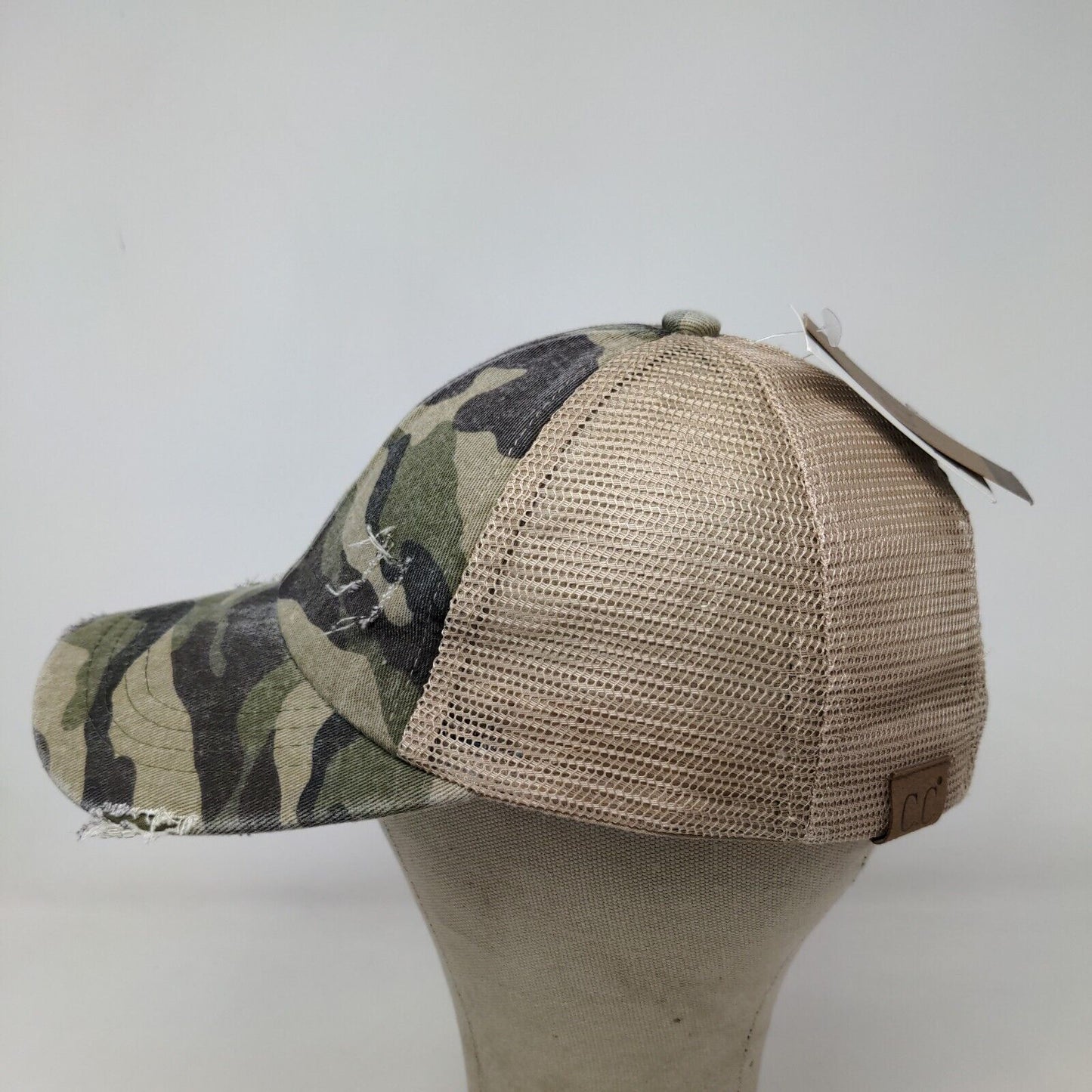 C.C. Exclusives Women's Distressed Camo Hat Strapback W/Tags Cotton Blend