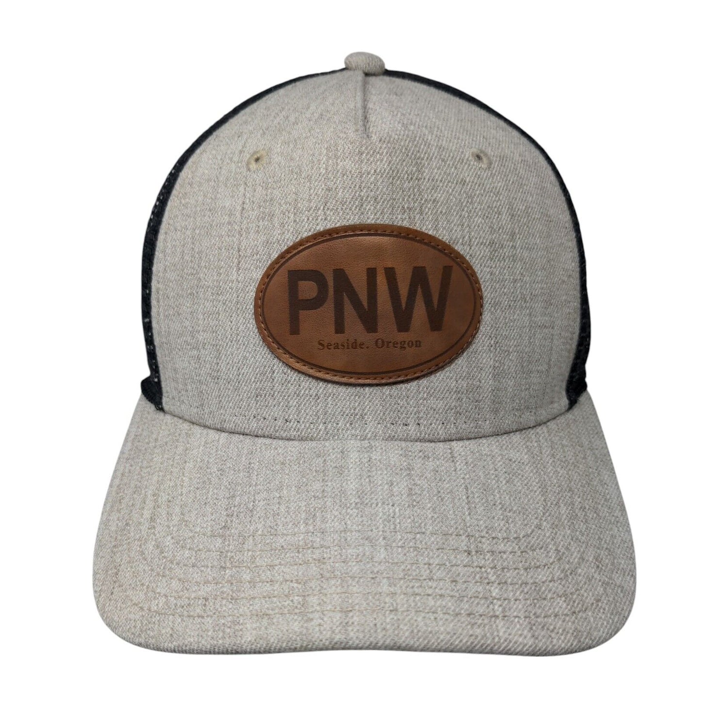 PNW Seaside Oregon Snapback Trucker Hat Tan One Size Mesh Back Legacy