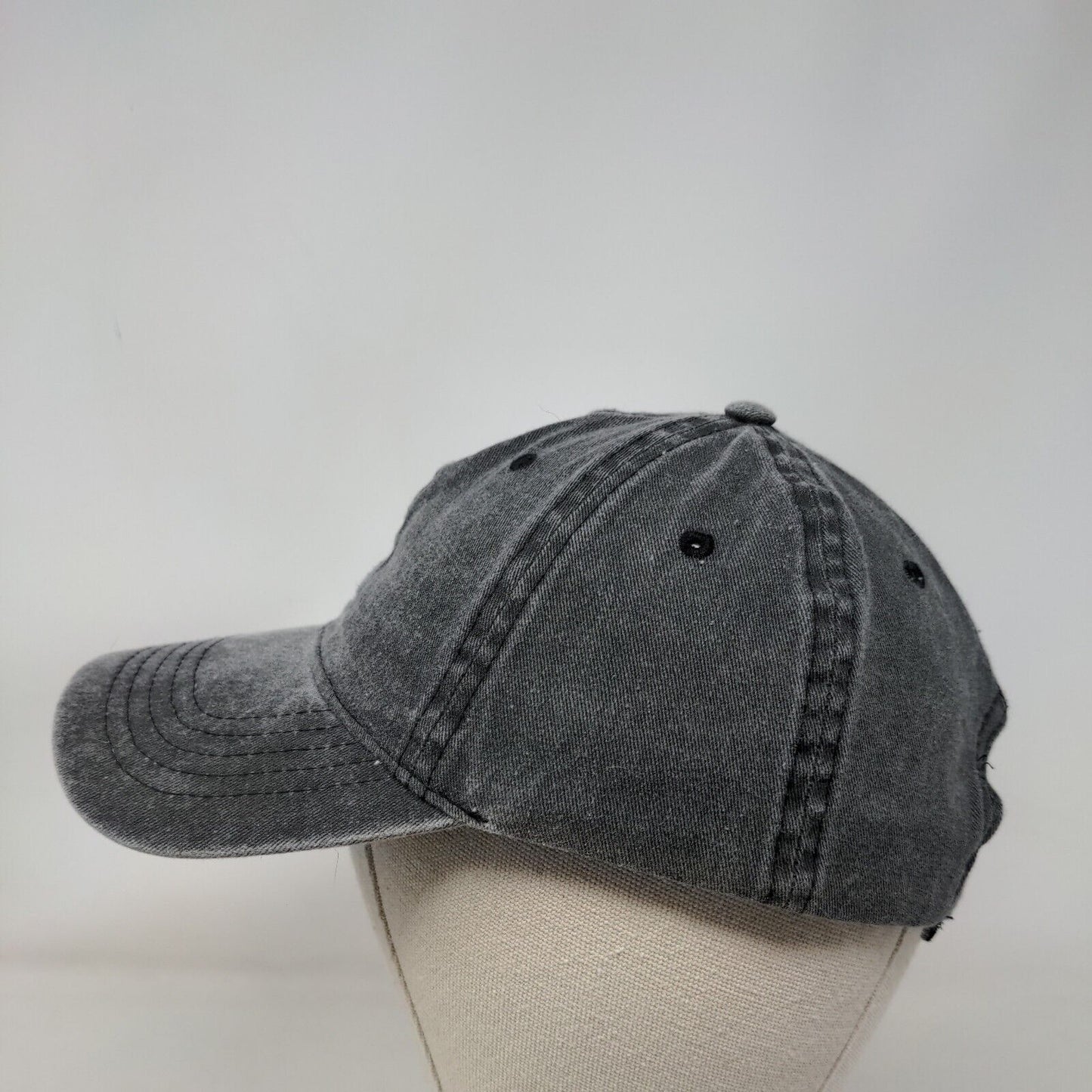 Unbranded Strapback Hat Black Soot Gray OSFM Adjustable Blank