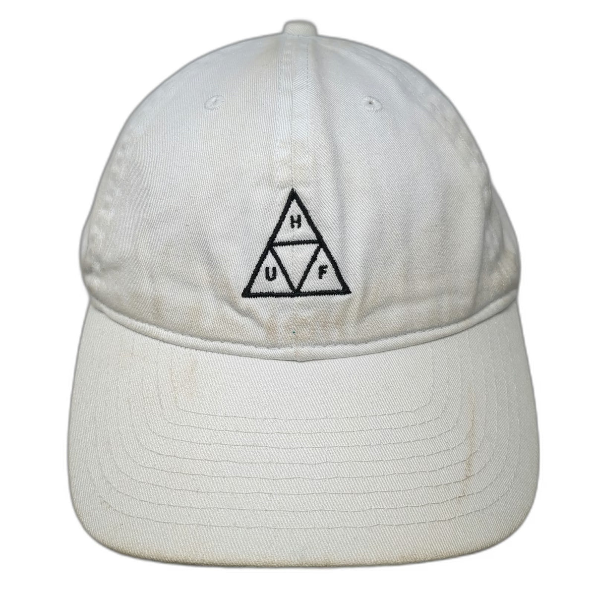 HUF Baseball Cap White One Size Slideback Strap Triangle Logo Embroidery Hat