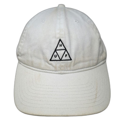 HUF Baseball Cap White One Size Slideback Strap Triangle Logo Embroidery Hat