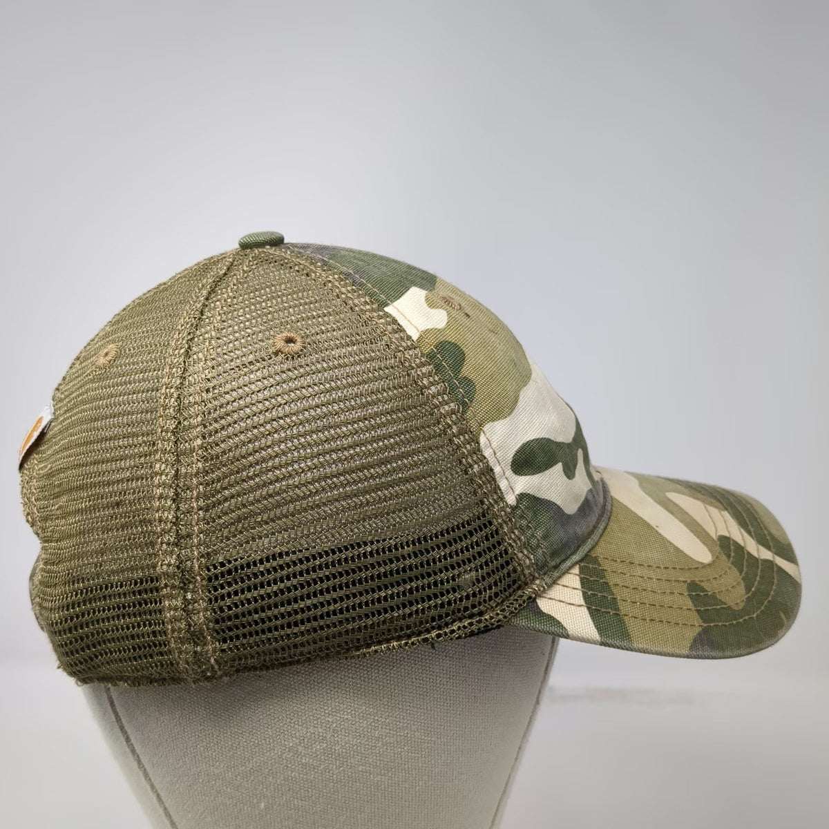 Carhartt Trucker Hat Green One Size Camo Mesh Back Snapback Embroidered Logo