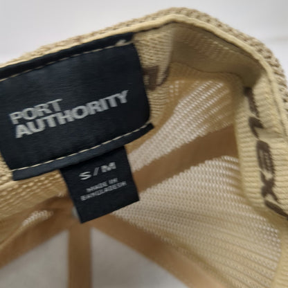 Port Authority Brown M Baseball Cap Hat Mesh Back Flexfit YMC Mechanical Logo