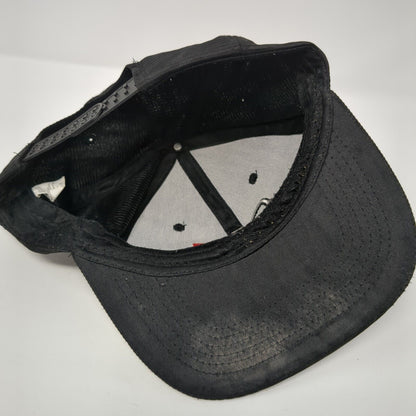 Fox Snapback Hat Black One Size Adjustable Embroidered 6 Panel Polyester