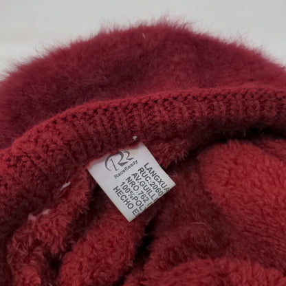 Race Ready Knit Newsboy Beanie Hat Red One Size Blank Fuzzy Polyester