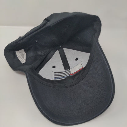 American Flag Strapback Hat Black One Size Adjustable Embroidered Patriotic