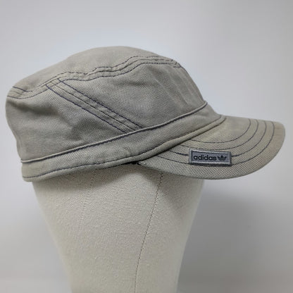 Adidas Gray Army Cap M Trefoil Logo Flexfit Elastic Cotton Military Cadet Hat