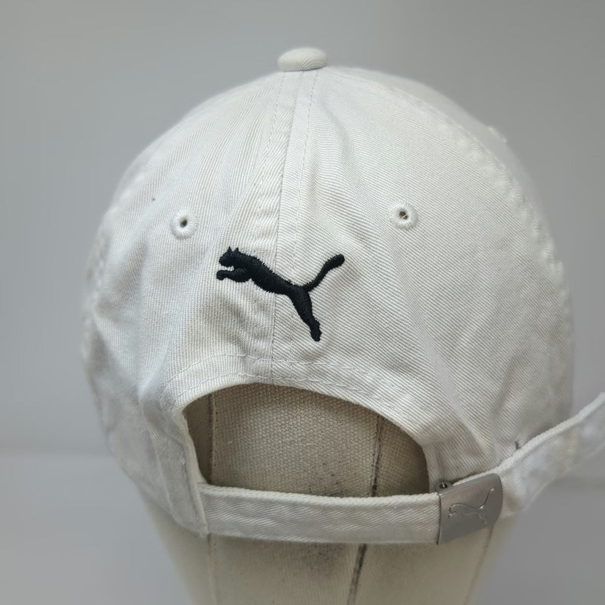 Puma Baseball Cap White One Size Embroidered Logo Adjustable Slideback Hat