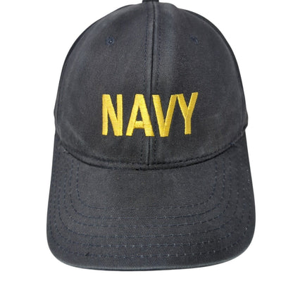 Navy Fitted Hat Blue One Size Embroidered 6 Panel Vent Holes Outdoor
