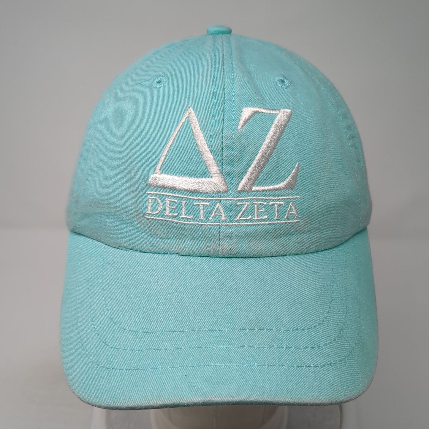 Delta Zeta Slideback Hat Blue One Size Adjustable Leather Strap Adams
