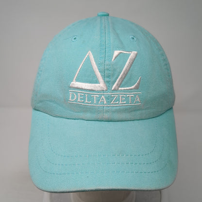 Delta Zeta Slideback Hat Blue One Size Adjustable Leather Strap Adams