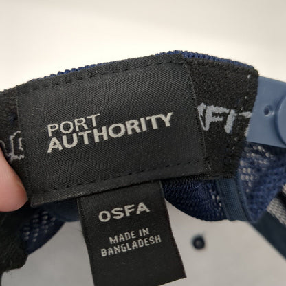 V Snapback Trucker Hat Blue OS Adjustable 110 Flexfit Mesh Back Port Authority