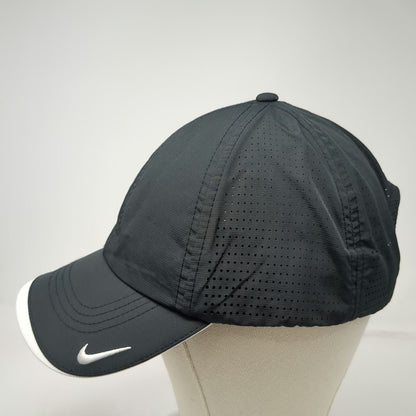 Nike Baseball Cap Black L Dri-FIT Perforated Running Hat Strapback Curved Bill
