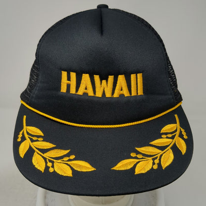 Intercontinental Corp Hawaii Trucker Hat Black One Size Mesh Rope Scrambled Eggs